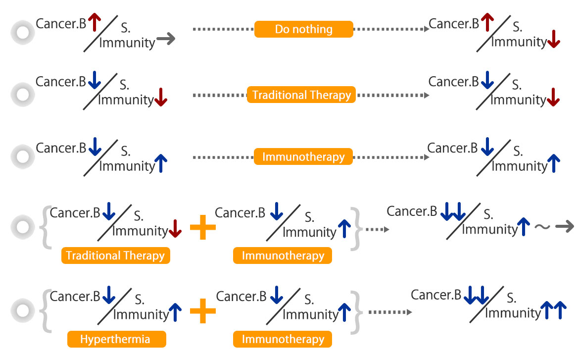 The balance between cancer burden and self-Immunity yield a different prognosis